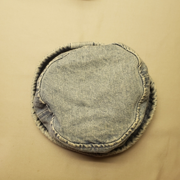 Infant's Hat Cap Beanie Denim Blue Jean Flop W/Rim - Picture 3 of 5